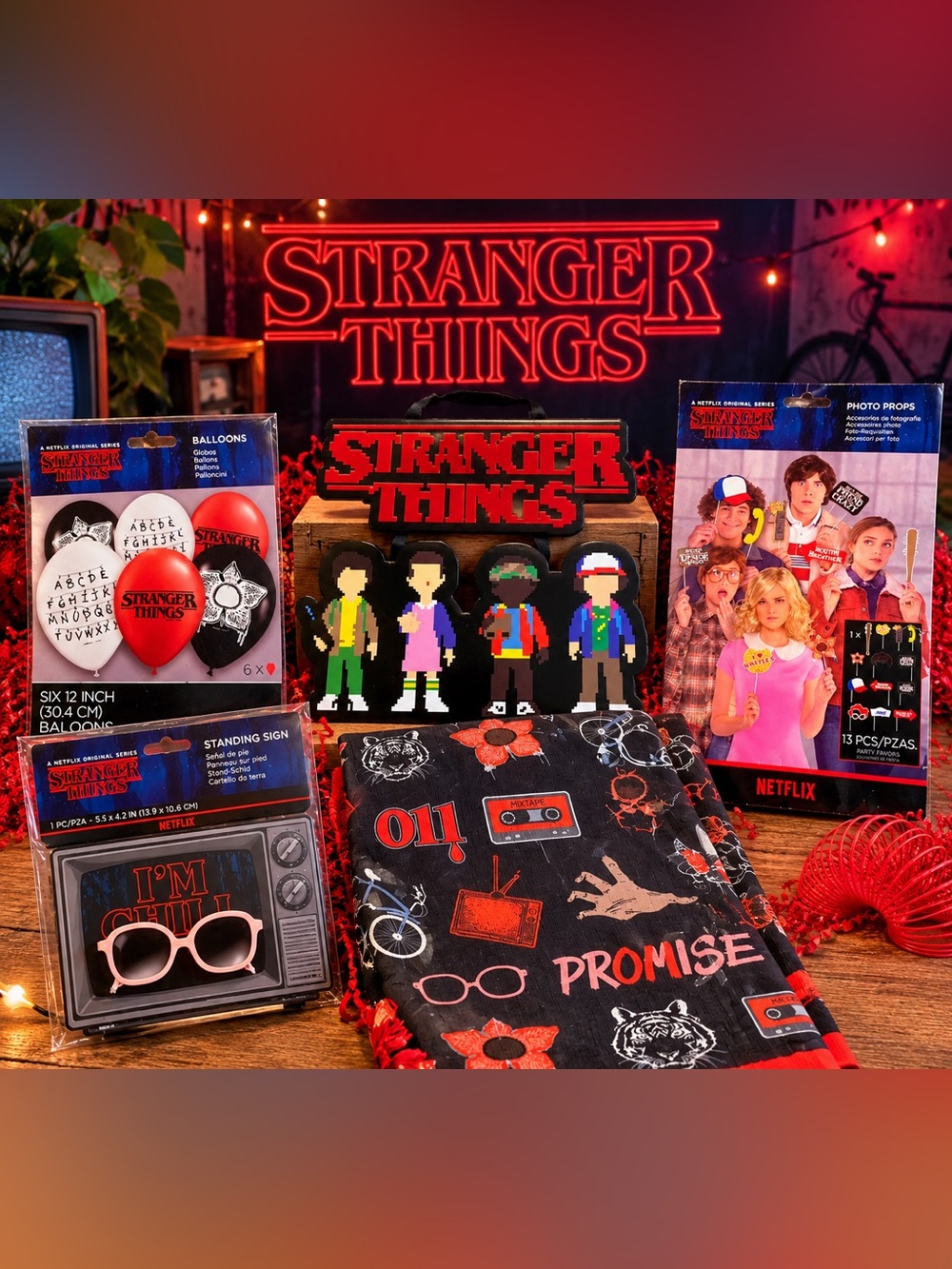 🎃 Stranger Things Party Decor Bundle | Netflix | Balloons, Photo Props & Signs